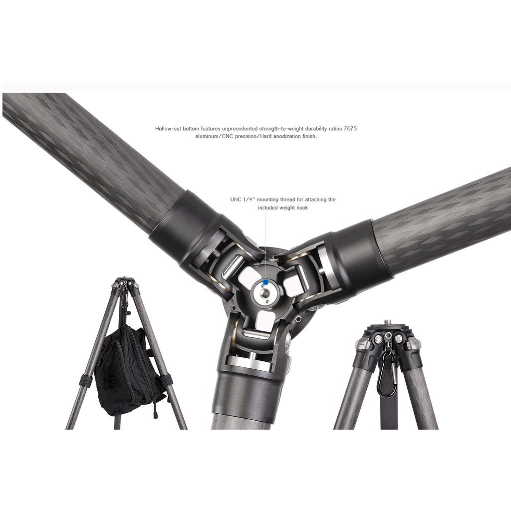 Leofoto LS-365C / LS-365C + PG 1 Gimbal Head Ranger Series Compact Carbon Fiber Tripod BLACK