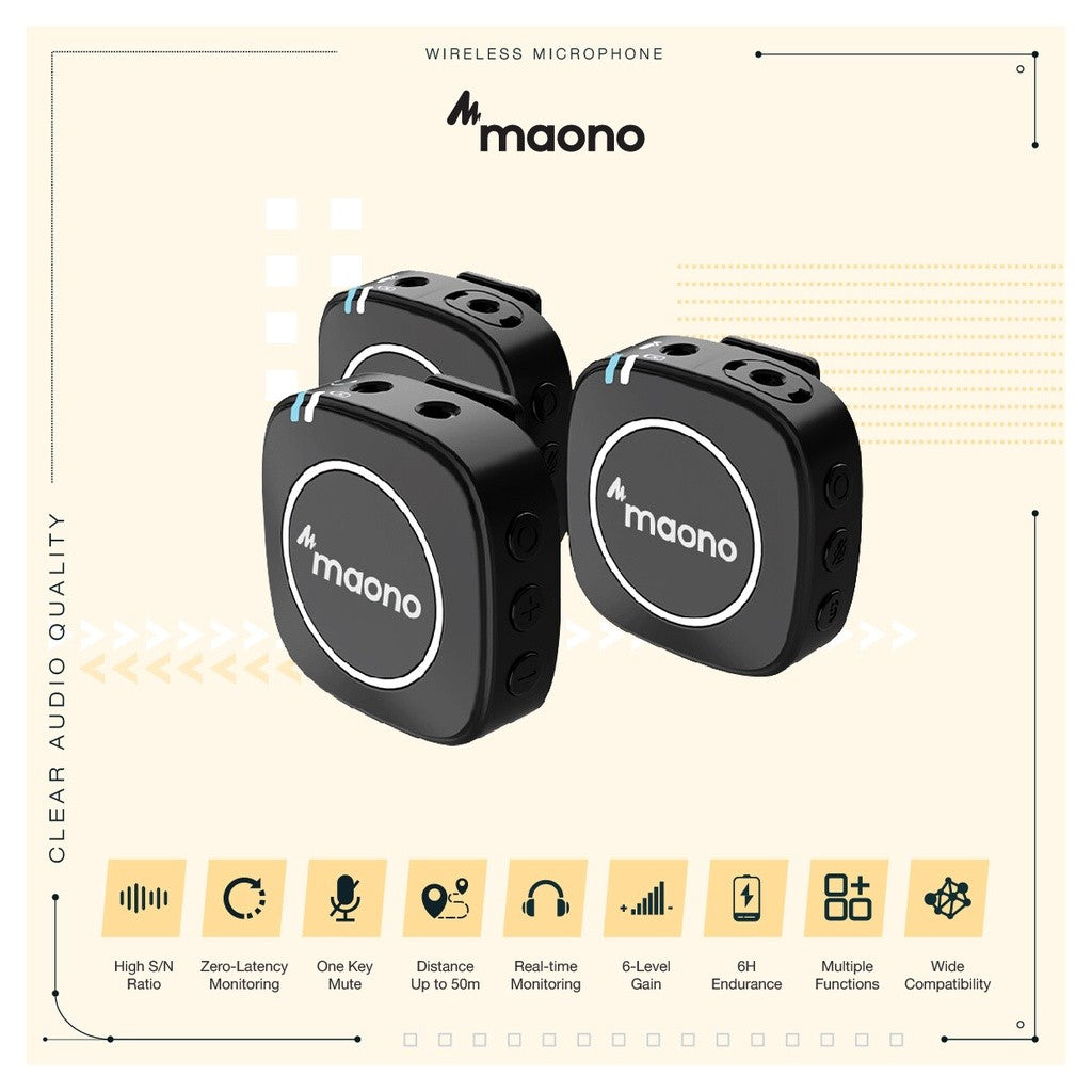 RM30 CASHBACK! MAONO AU-WM820 Wireless Microphone 2.4G for Phone Pc Camera Maonocaster