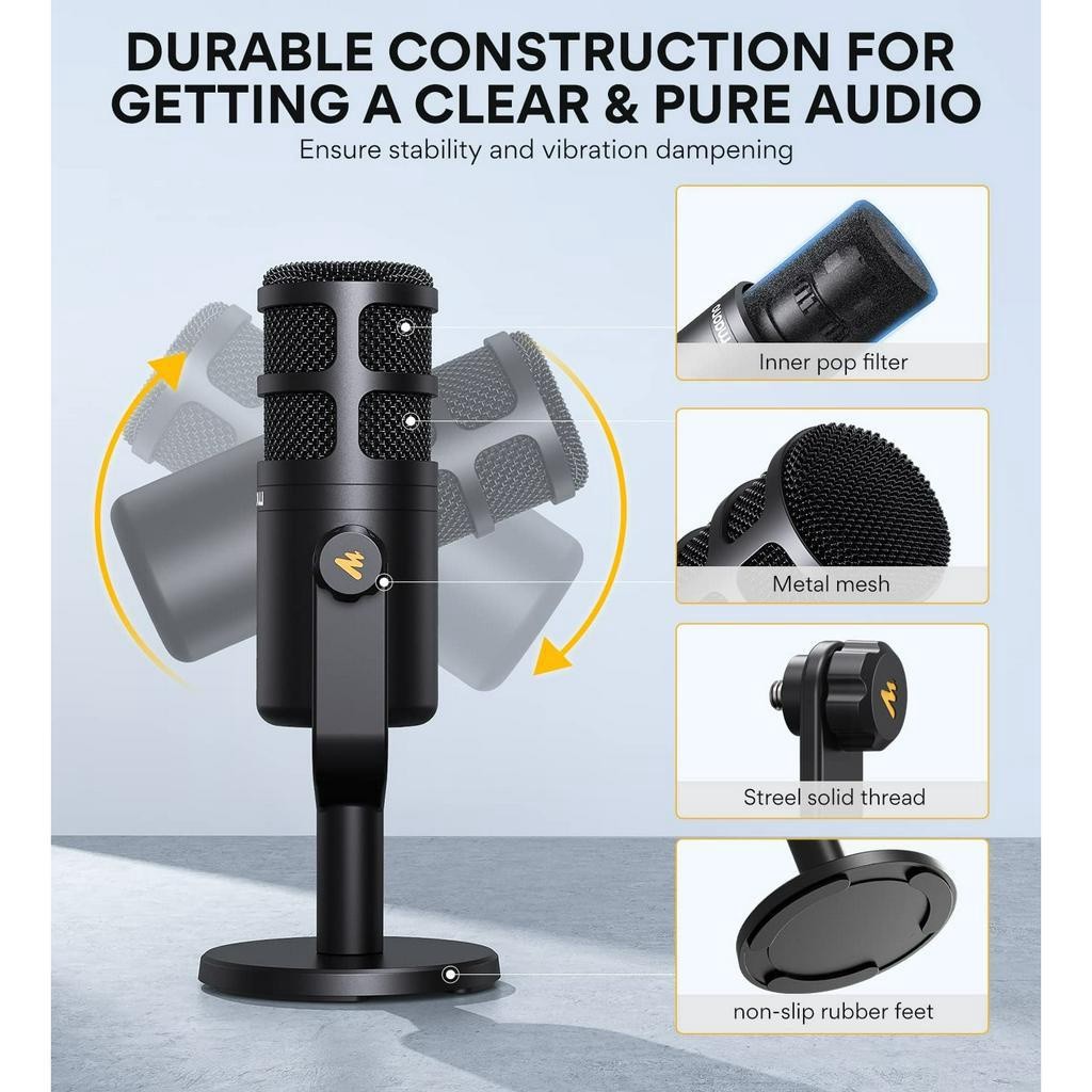Maono PD100 Professional Podcast Dynamic Microphone XLR Mic for Podcasting/Recording/Audio Maonocaster