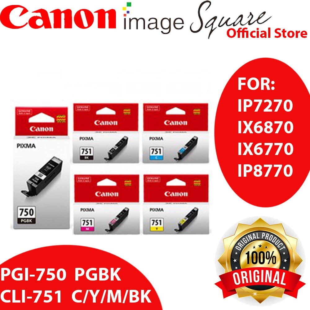 Canon CLI-751 INK (Cyan/Magenta/Yellow/Black) PGI-750 PGBK INK  750 751 (Canon Malaysia)