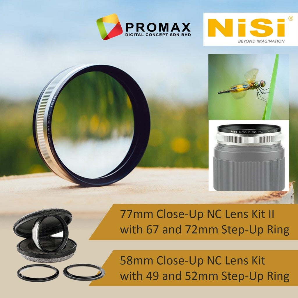 NiSi 77mm Close-Up NC Lens Kit II with 67 and 72mm  58mm Close-Up NC Lens Kit with 49 and 52mm Step-Up Ring Filter