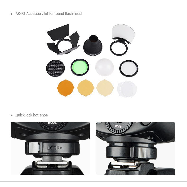 Godox V1 V1F Speedlight Round Flash TTL Battery + AK-R1 VB26 X2T Trigger Accessory Kit - V1 F
