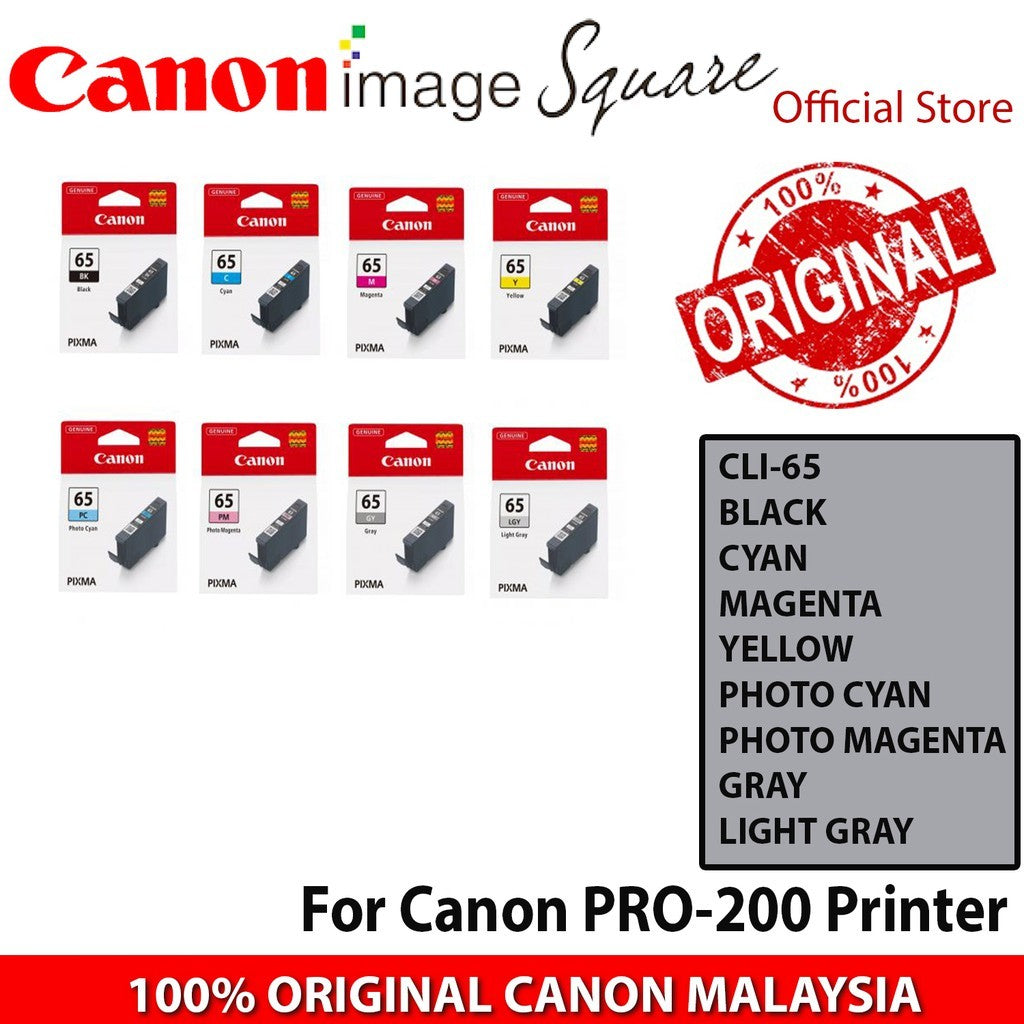 Canon Ink Cartridges CLI-65  cli 65 cli65 (BK/C/Y/M/PM/PC/GY/LGY ) For Canon PIXMA PRO 200