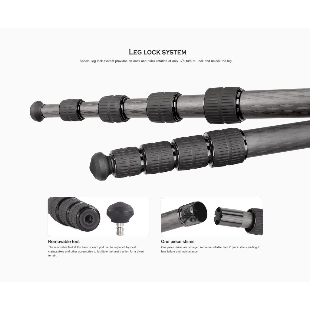 Leofoto Mp-326C Carbon Fiber Monopod for ( DSLR / Mirrorless / Camcorder ) Leofoto 2 Years Warranty