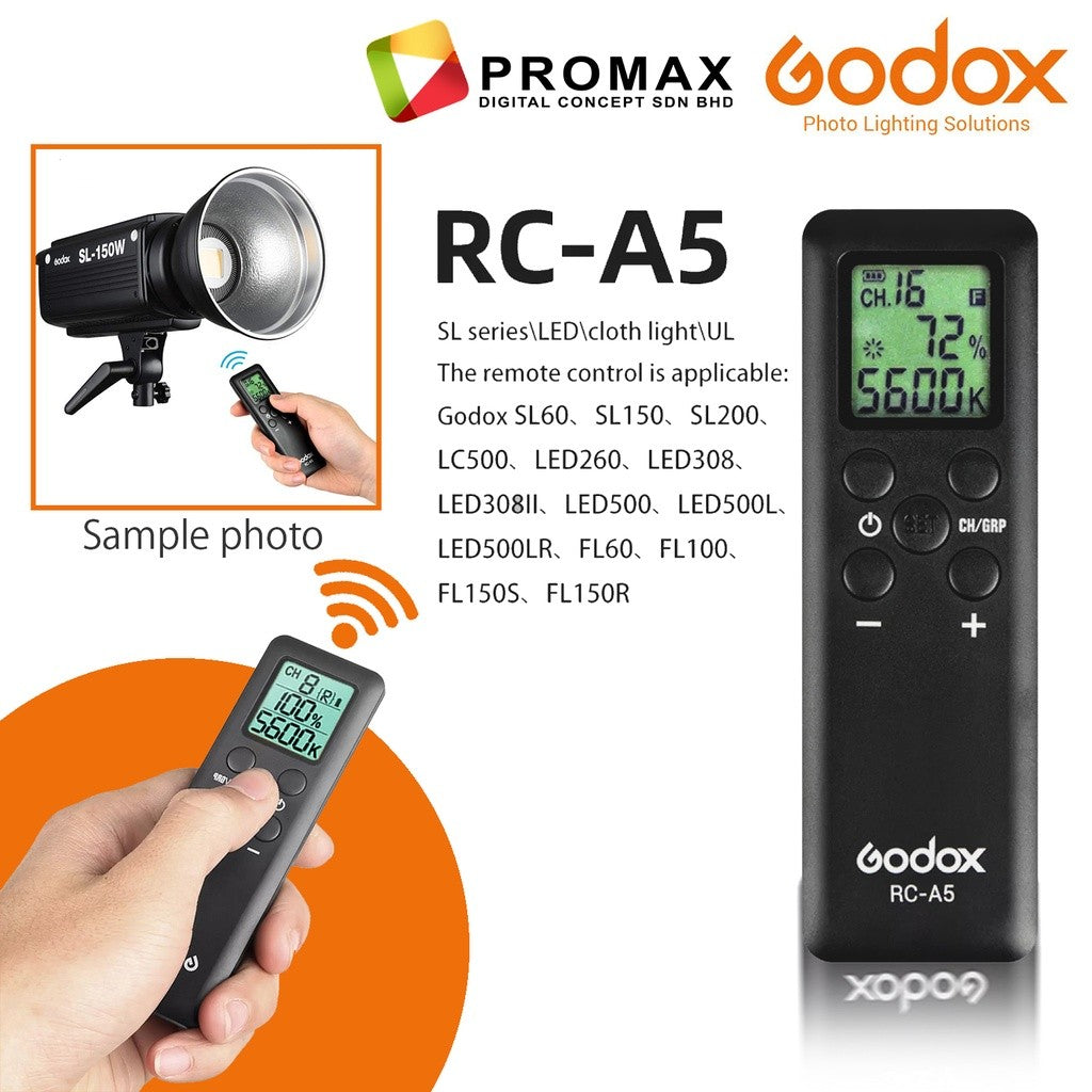 Godox RC-A6 RC-A5 RC-A5 II Remote Control for SL60W SL150W SL200W SL100D SL150II SL200II ML60 VL150 VL200 VL300