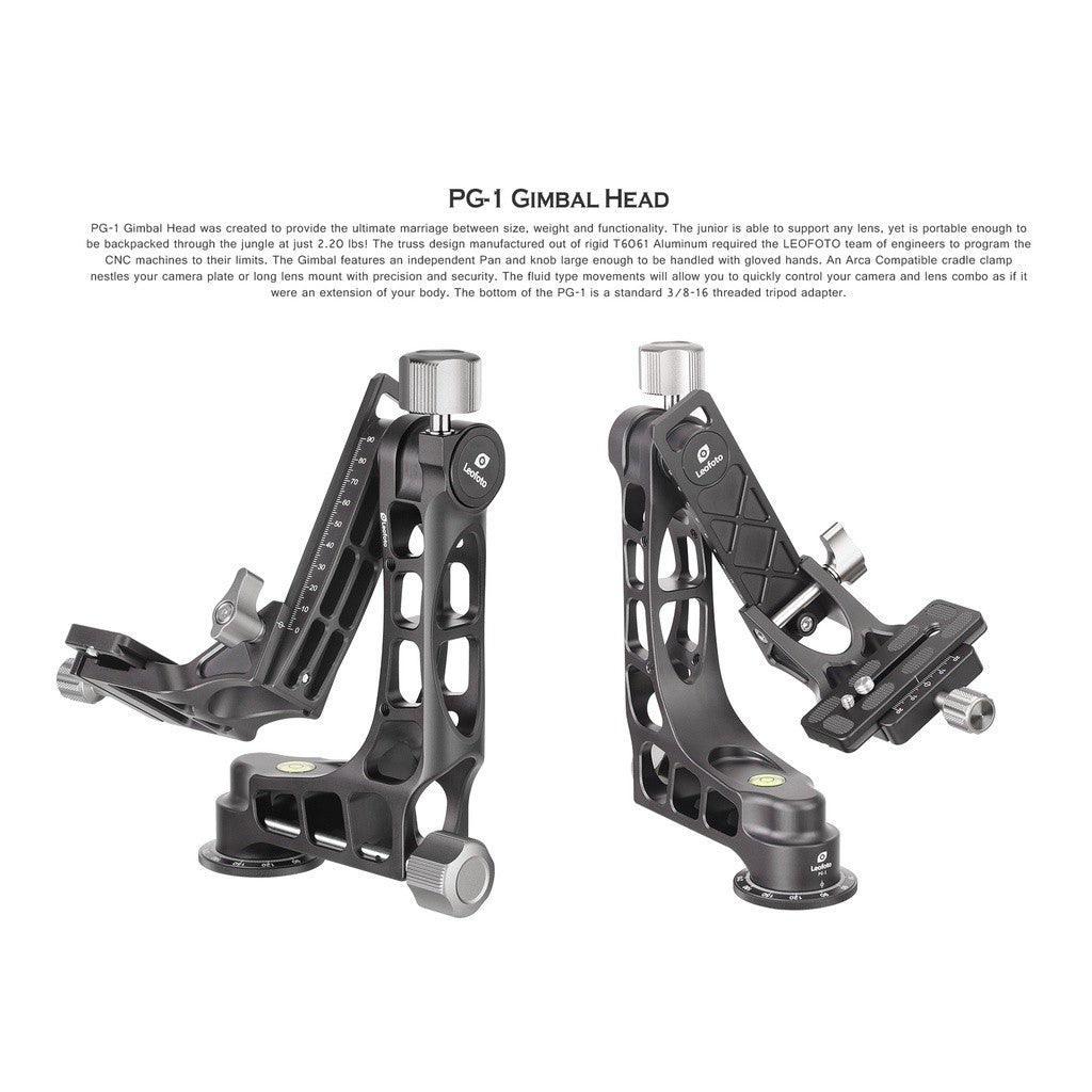 Leofoto LS-365C / LS-365C + PG 1 Gimbal Head Ranger Series Compact Carbon Fiber Tripod BLACK