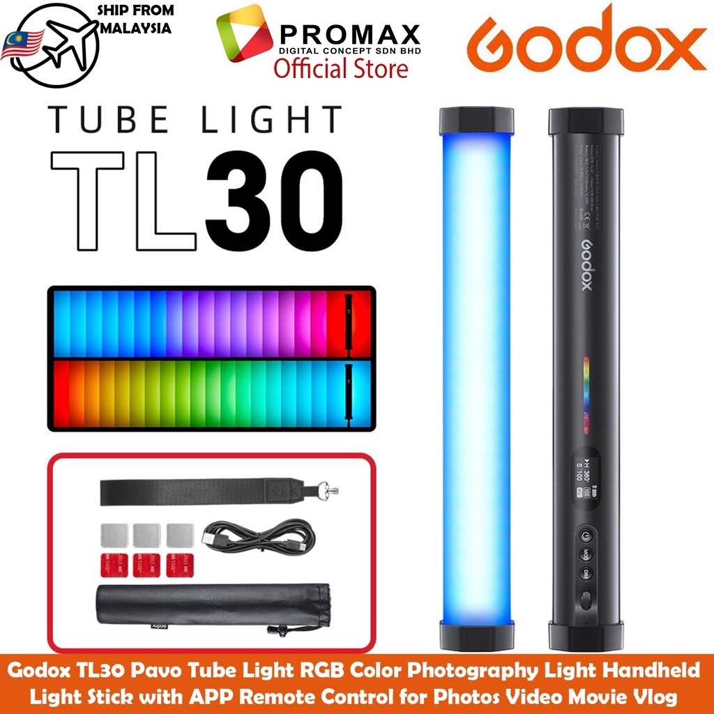 Godox TL30 Pavo Tube Light RGB Color Photography Light Handheld Light Stick with APP Remote Control TL-30 100% Malaysia