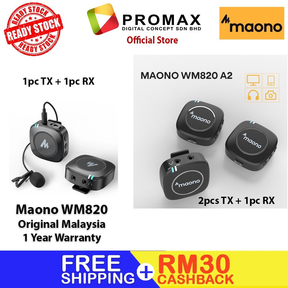 RM30 CASHBACK! MAONO AU-WM820 Wireless Microphone 2.4G for Phone Pc Camera Maonocaster