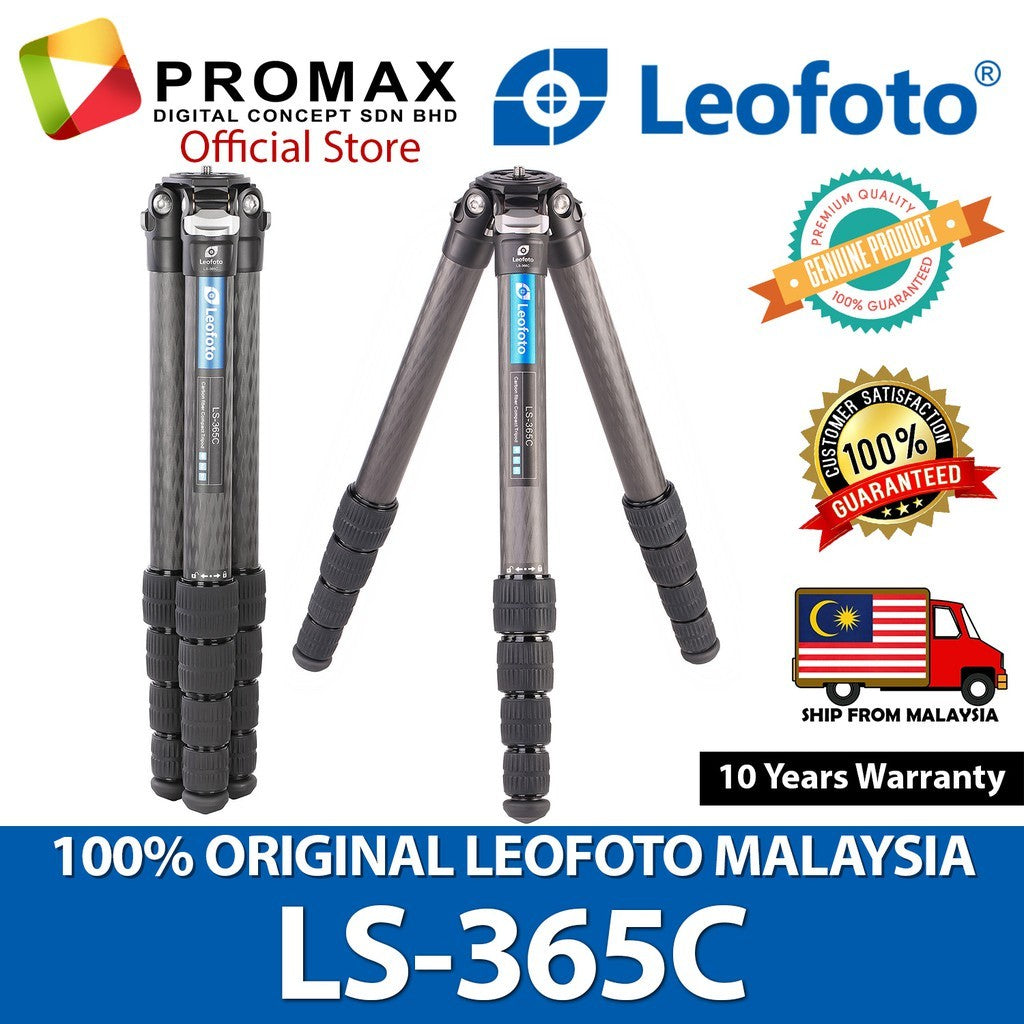 Leofoto LS-365C / LS-365C + PG 1 Gimbal Head Ranger Series Compact Carbon Fiber Tripod BLACK