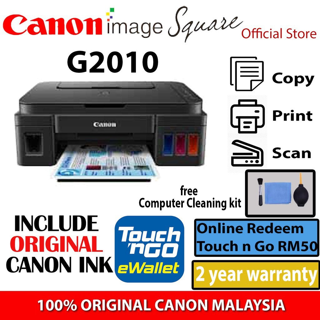Lowest Price! Canon PIXMA G2010 All In One Refillable Ink Printer Redeem Touch”N Go RM50