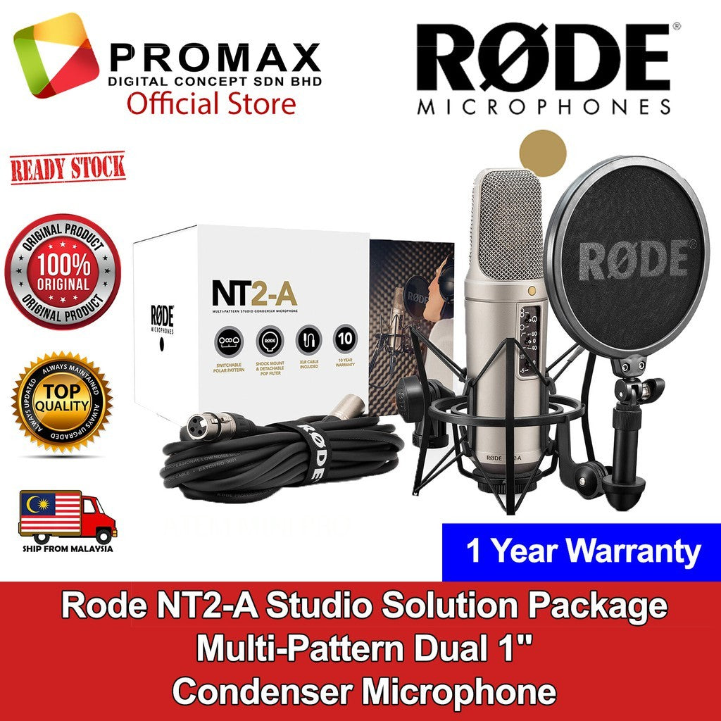 Rode NT2-A Studio Solution Package Multi-Pattern Dual 1" Condenser Microphone Rode Malaysia 1Year Warranty