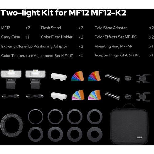Godox MF12-K2 Macro Flash 2 Light Kit 100% MF12