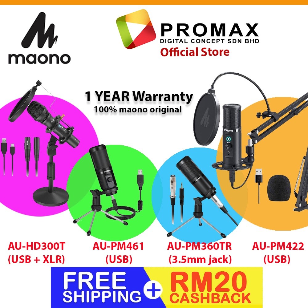 RM20 CASHBACK! Maonocaster AU-HD300T / AU-PM422 / AU-PM461 / AU-360TR Microphone Maonocaster