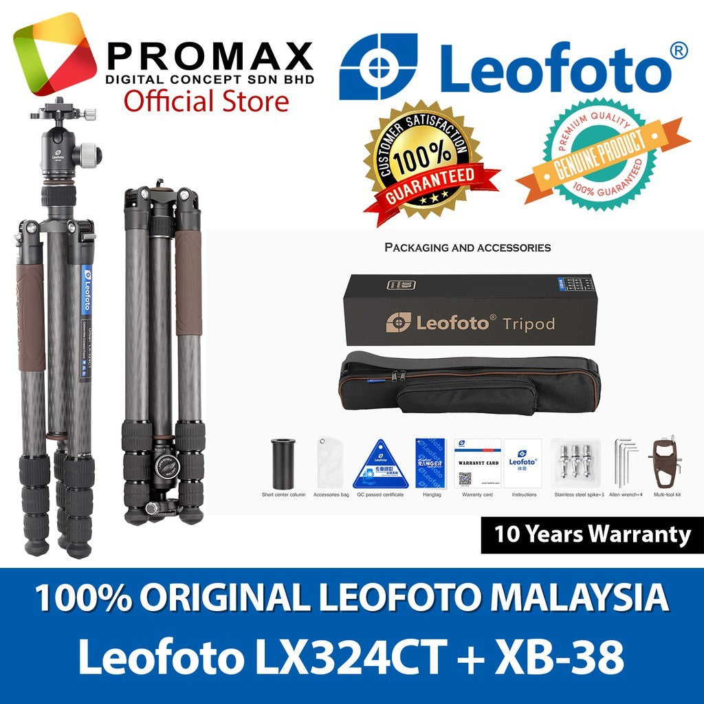 Leofoto (LX324CT - XB38) Urban Series LX-324CT+XB-38 Professional Carbon Fiber Tripod
