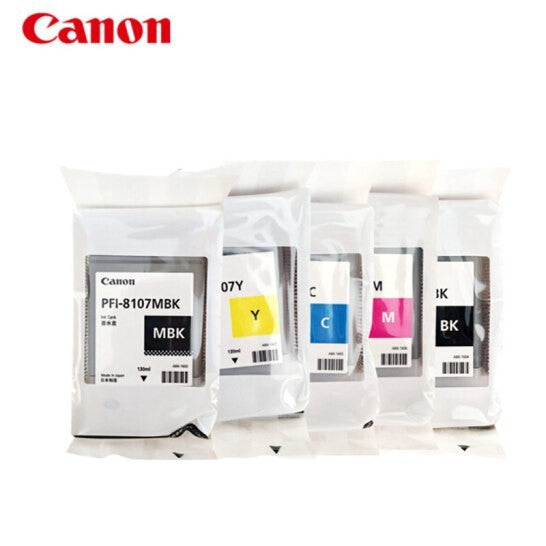 CANON LFP Ink Tank 130ml PFI-8107 MBK BK C M Y Consumables Cartridge for iPF 671 / 771 / 681 / 781 / 786 black
