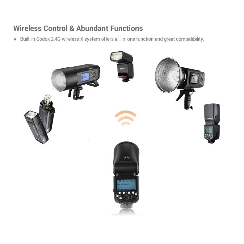 (Many Free Gift)!!! Godox V1 V1C V1N V1S V1F V1O Flash Speedlight Round TTL Li-ion Batt HSS Canon Nikon Sony Fuji