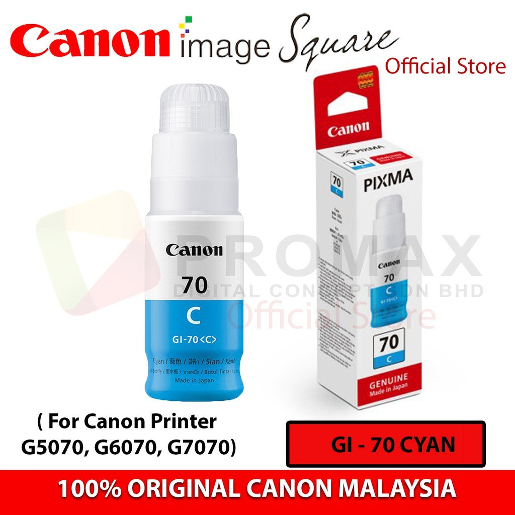Canon GI-70 Bottle Ink Black Cyan Magenta Yellow GI70 GI 70 for GM2070 G5070 G6070 GM4070