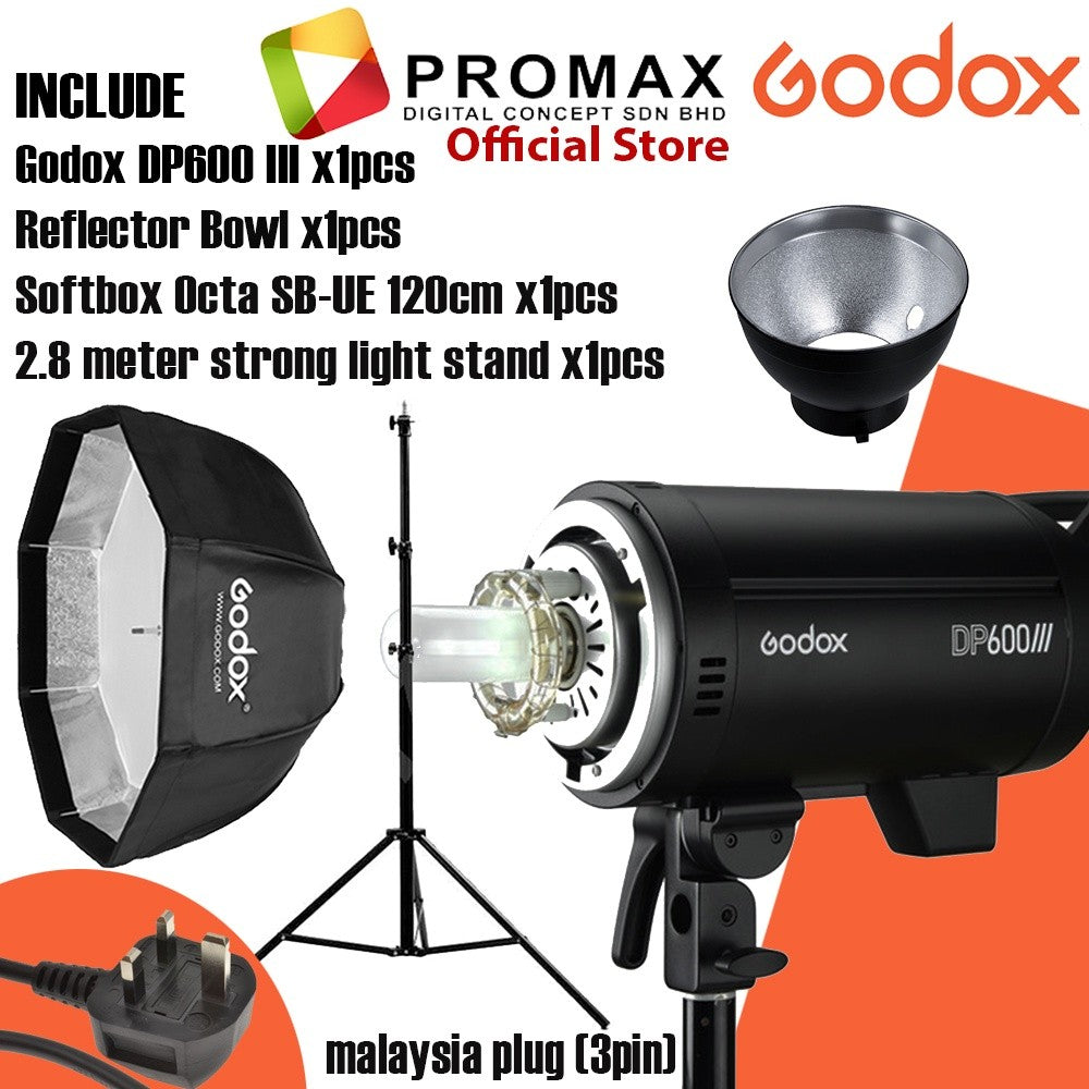 Godox DP600III with Octa softbox with 2.8m stand LED Flash Light for Photo Studio Photography DP600 III