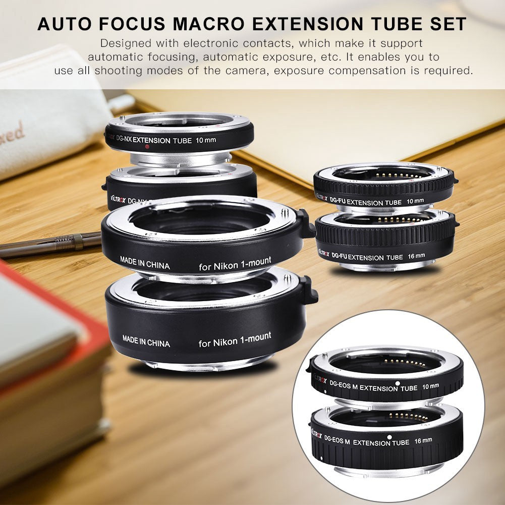 VILTROX DG-FU Auto focus AF Macro Extension Tube Ring Lens Adapter Mount for Fujifilm X X-Pro2 X-T2/T1 X-T20