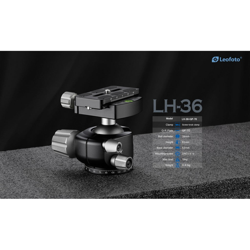 Leofoto LH-36+QP-70N Ball Head for Tripod ( DLSR/Mirrorless/Camcorder ) Leofoto 10 Years Warranty Malaysia