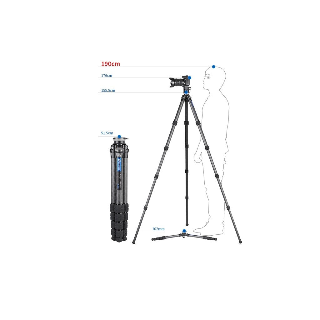 Leofoto LS-365CEX Ranger Series Carbon Fiber Tripod with 15° Leveling Base (Black)