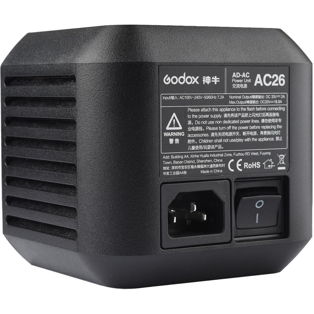 Godox AC Adapter AC26 / AD-AC for AD600Pro / AD600BM / AD600Pro II Ad800pro Outdoor Flash AC-26