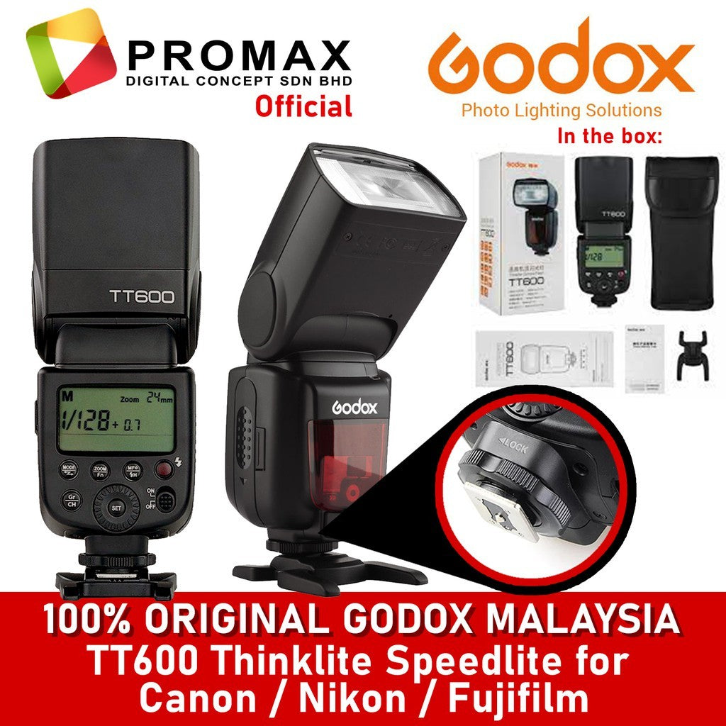 Cheapest! Godox TT600 TT600S Thinklite Flash Speedlite Canon Sony Nikon Fujifilm Godox Malaysia