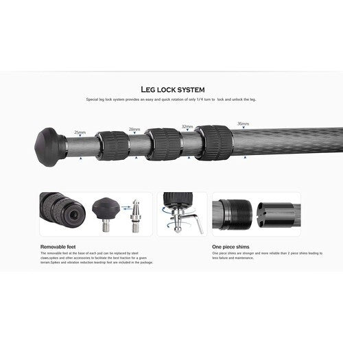 Leofoto MP-284C / MP-285C / MP-326C / MP-364C / MP-365C / MP-366C Carbon Fiber Monopod
