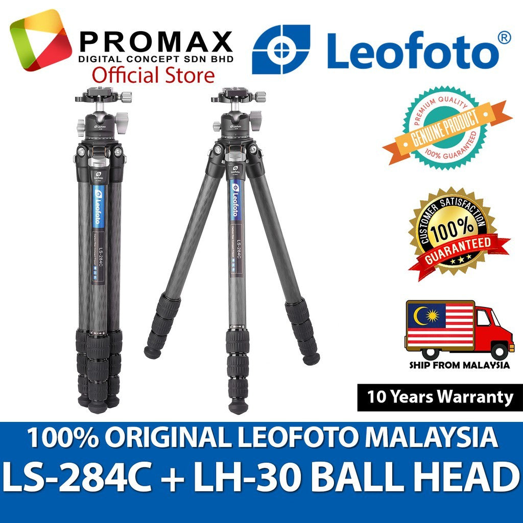 Leofoto LS-284C + LH-30 Ranger Series Carbon Fiber Tripod with LH-30 Ball Head Kit LS284C