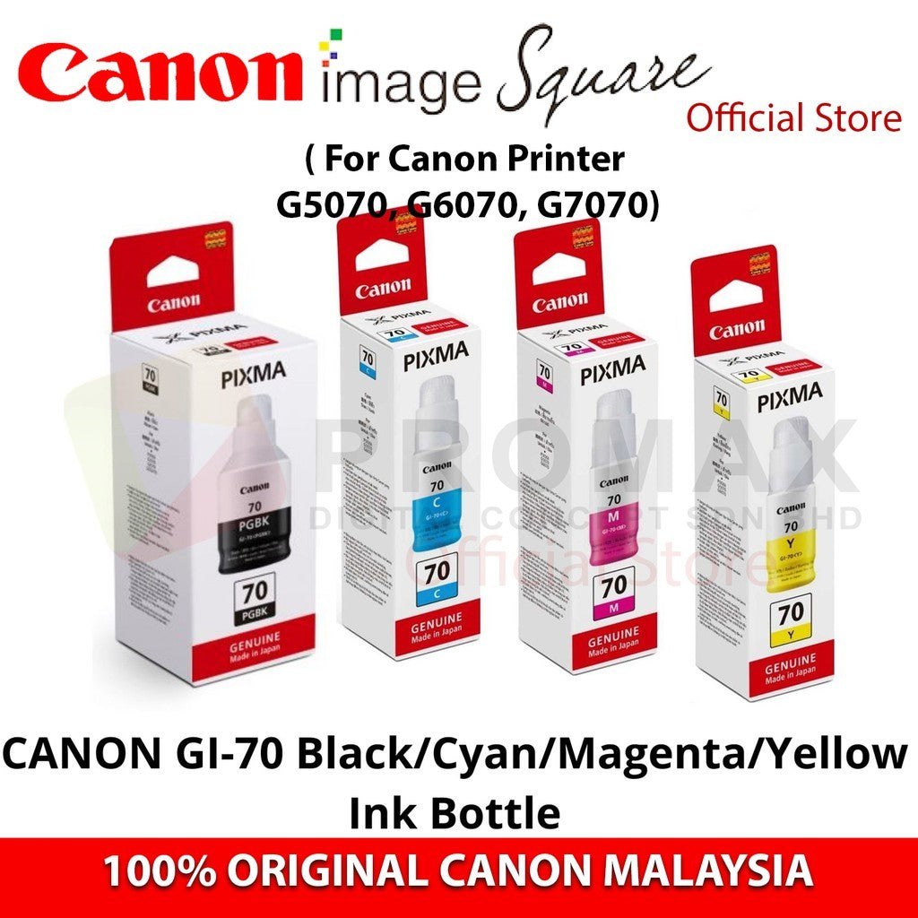 Canon GI-70 Bottle Ink Black Cyan Magenta Yellow GI70 GI 70 for GM2070 G5070 G6070 GM4070