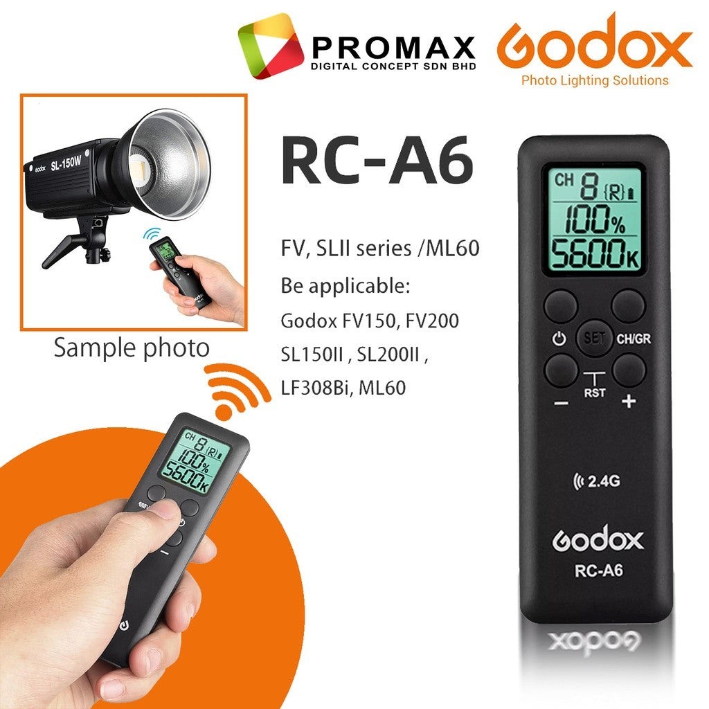 Godox RC-A6 RC-A5 RC-A5 II Remote Control for SL60W SL150W SL200W SL100D SL150II SL200II ML60 VL150 VL200 VL300