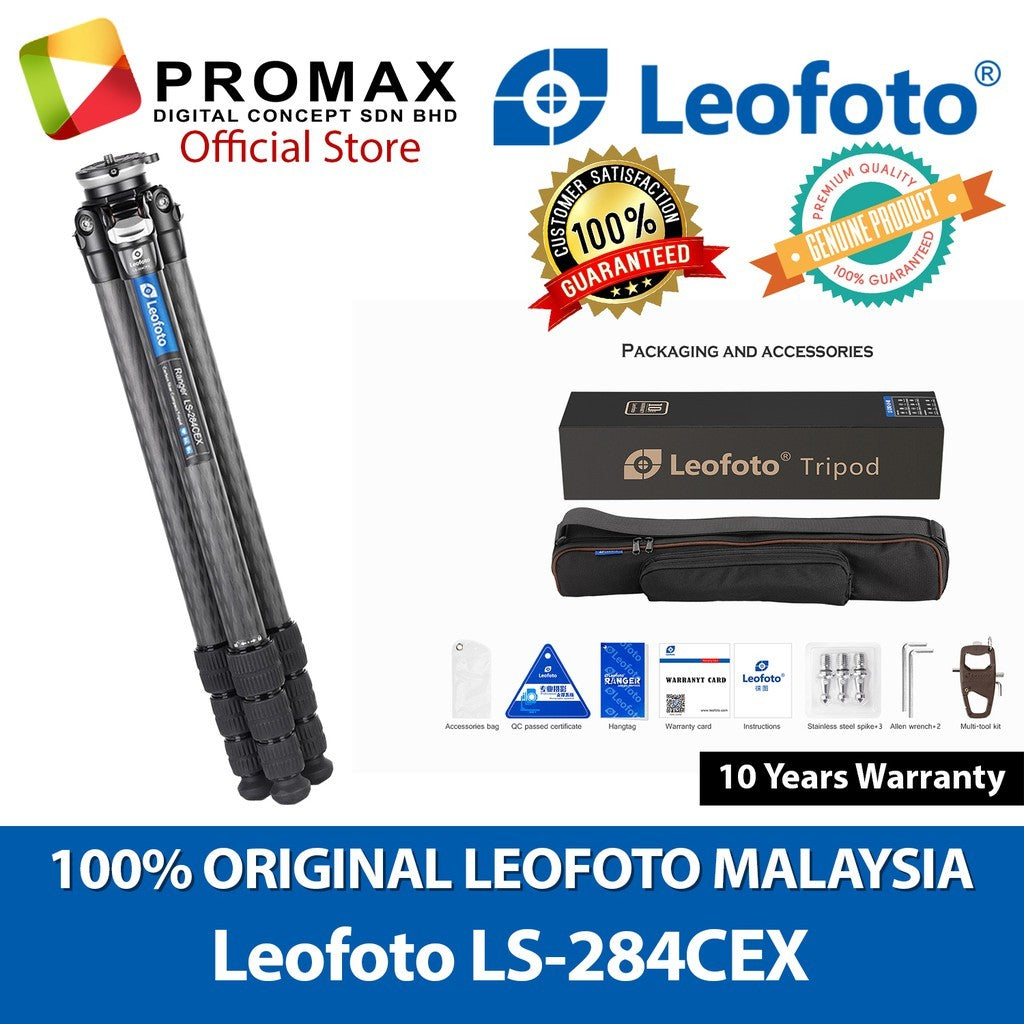 Leofoto LS-284CEX Carbon Fiber Tripod with 15-Degree Leveling Base
