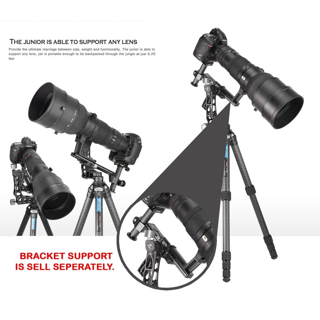Leofoto LS-365C / LS-365C + PG 1 Gimbal Head Ranger Series Compact Carbon Fiber Tripod BLACK