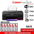 Ready Stock! CANON PIXMA G670 Easy Refillable Wireless All-In-One Ink Tank Quality Photo Printer with Original Ink