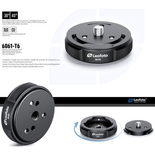 Leofoto QS-45 / QS-50 / QS-60 / QS-70 Quick-Link Tripod Head Quick Release Set