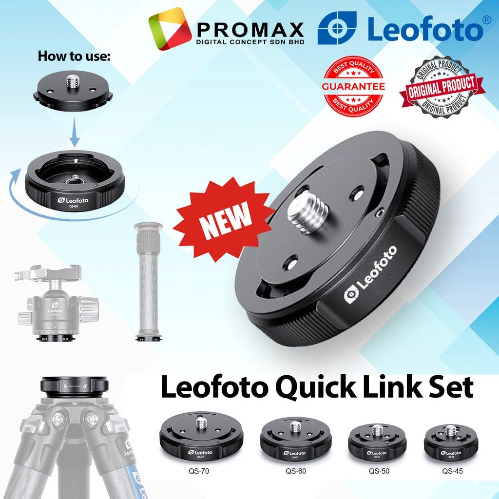 Leofoto QS-45 / QS-50 / QS-60 / QS-70 Quick-Link Tripod Head Quick Release Set