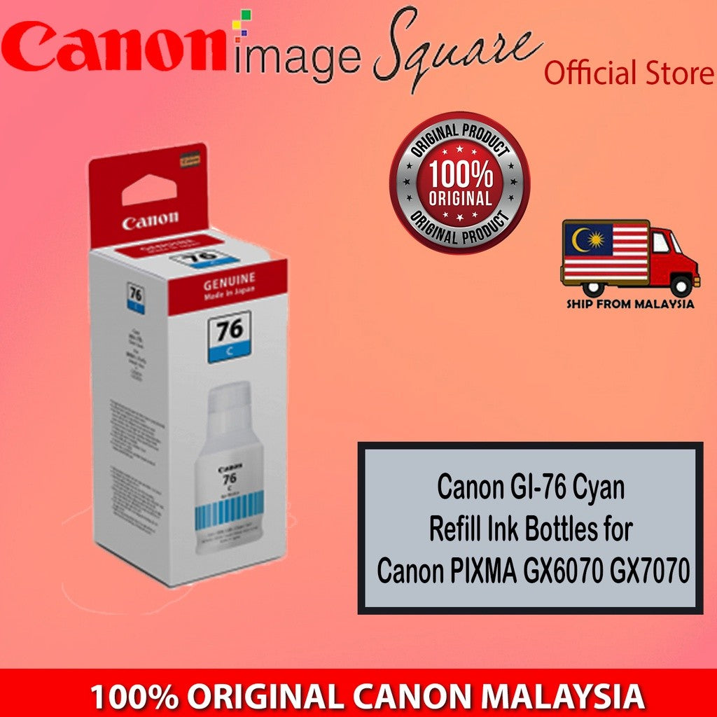 Canon GI-76 INK (Pigment Black/Cyan/Magenta/Yellow) GI76 Toner Ink Bottles for Canon PIXMA GX6070 GX7070