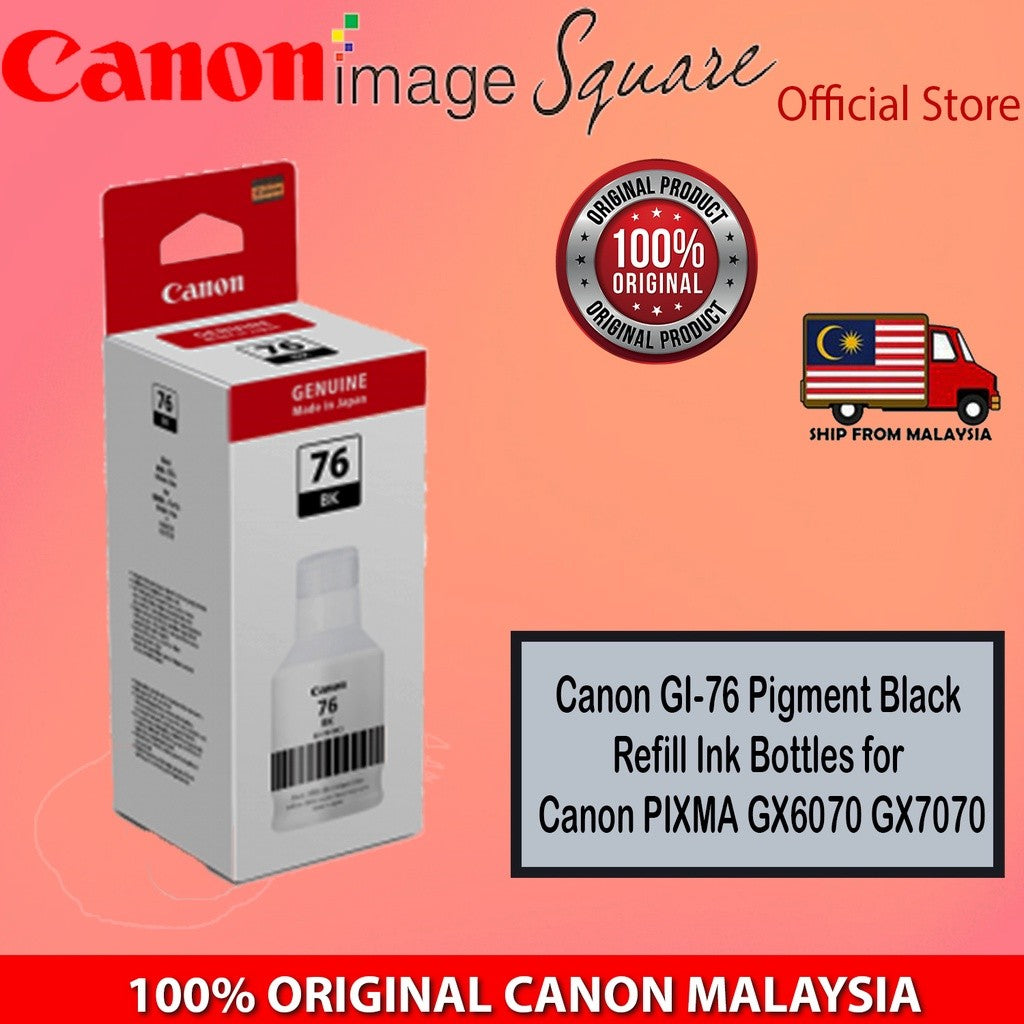 Canon GI-76 INK (Pigment Black/Cyan/Magenta/Yellow) GI76 Toner Ink Bottles for Canon PIXMA GX6070 GX7070