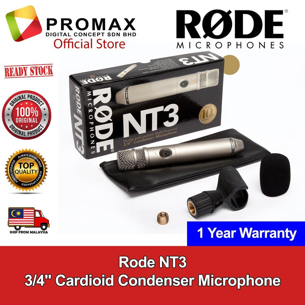 Rode NT3 3/4" Cardioid Condenser Microphone Rode Malaysia 1 Year Warranty
