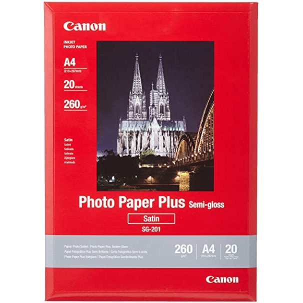 CANON SG-201 A4 ( 20 Sheets ) SATIN 260gm SG 201 Photo Paper Plus semi glossy