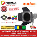 Ready Stock!! bandoor Godox Barndoor snoot snoot set + 4 Colour gel + Honeycomb Kit Set + Reflector Bowens