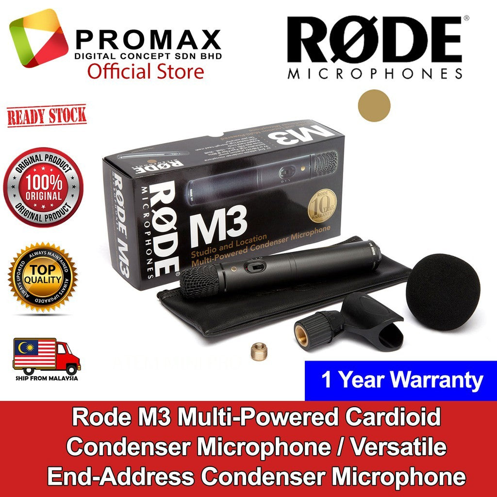Rode M3 Multi-Powered Cardioid Condenser Microphone / Versatile End-Address Condenser Microphone Rode Warranty