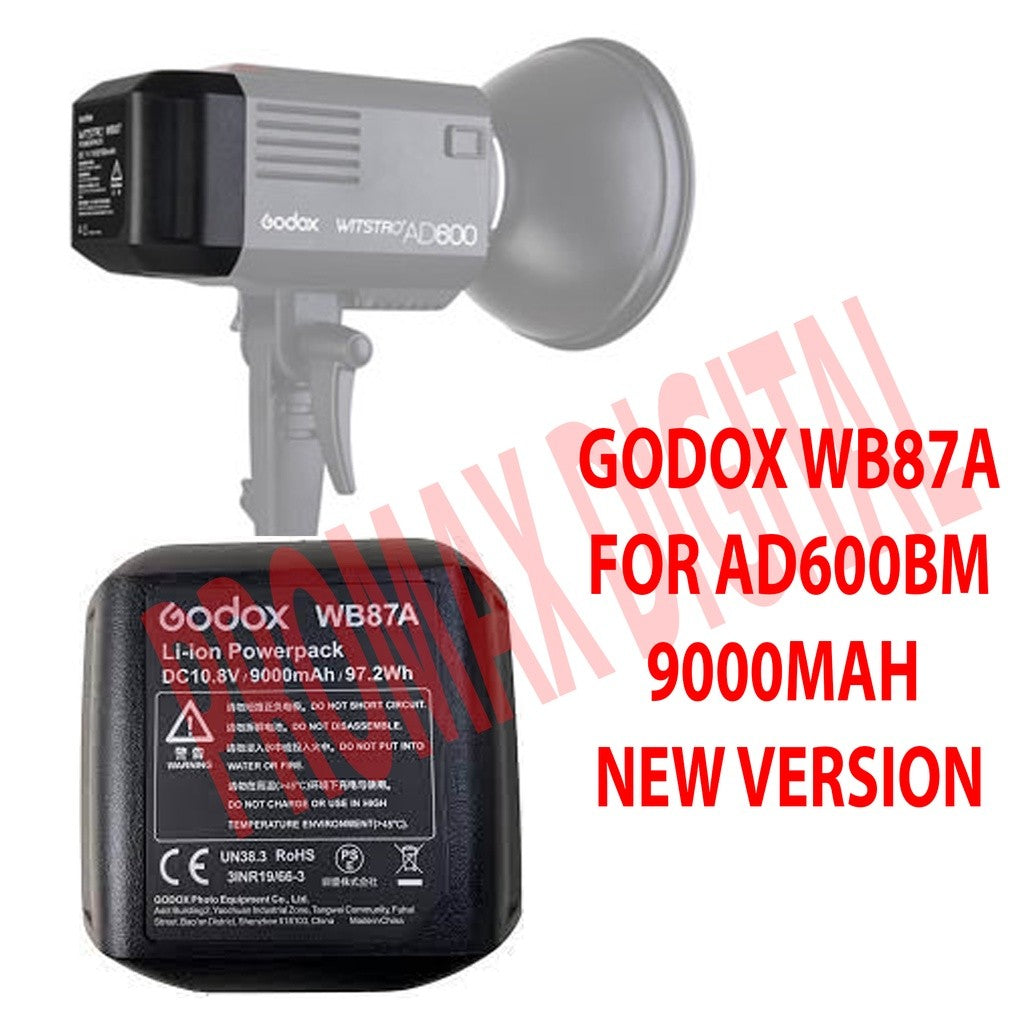 Godox WB26A / WB87A (UPDATED VERSION) WB26 WB87 Rechargeable Lithium Ion Battery AD600Pro AD600BM AD600B 100% Ori GODOX