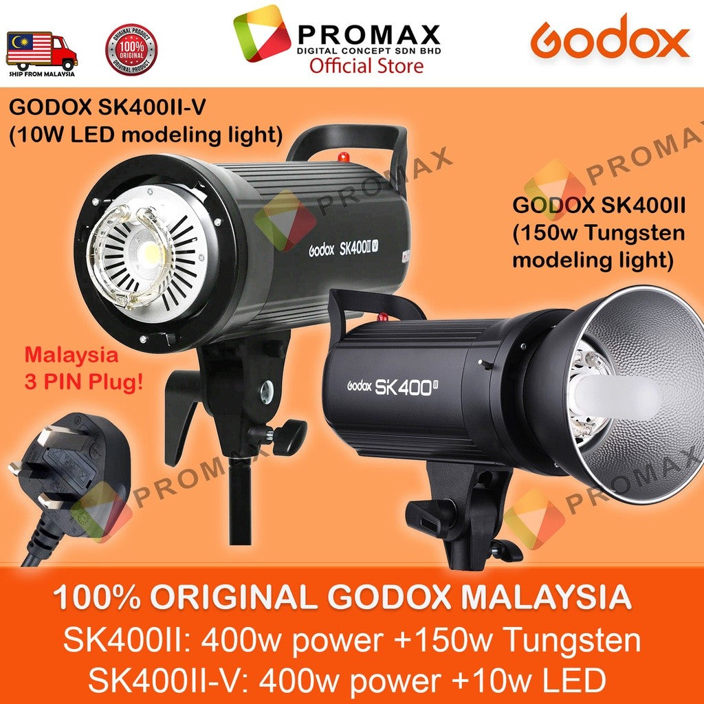 FREE BOWL! Godox SK400II / SK400II-V Professional Compact 400Ws Studio Flash Strobe Light SK400IIV SK-400II SK-400