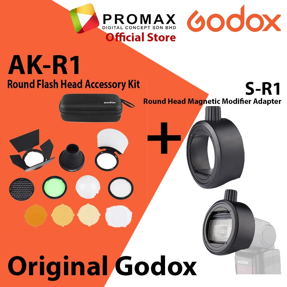 Godox AK‐R1 / S-R2 Round Flash Head Accessory Kit for V1 AD200 H200R ( Ready Stock )