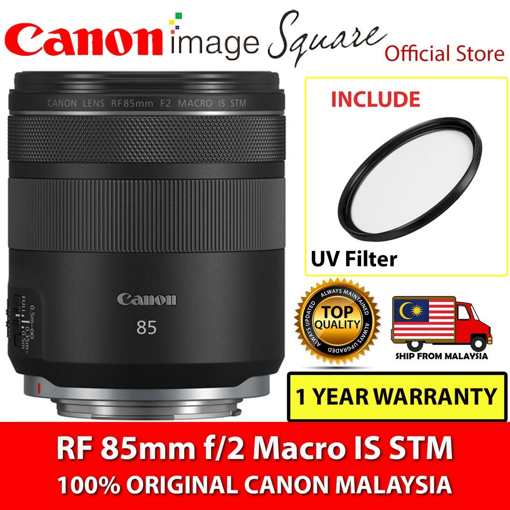 Canon RF 85mm f2 Macro IS STM Free UV Filter lens  Ship from Malaysia f2.0 for EOS R RP R5 R6 RF85MM