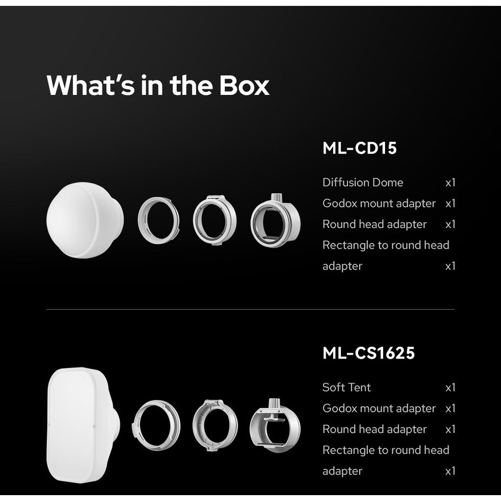 Godox ML-CD15 ML-CS1625 Silicone Diffuser Ball Dome Softbox ML30 ML60 V1 V850III V860III TT685 AD300PRO