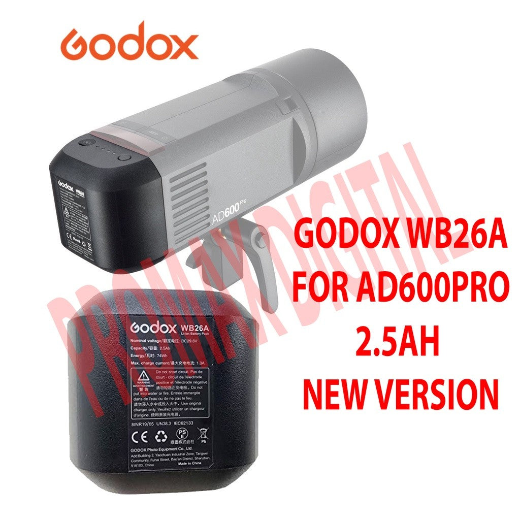Godox WB26A / WB87A (UPDATED VERSION) WB26 WB87 Rechargeable Lithium Ion Battery AD600Pro AD600BM AD600B 100% Ori GODOX