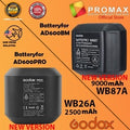 Godox WB26A / WB87A (UPDATED VERSION) WB26 WB87 Rechargeable Lithium Ion Battery AD600Pro AD600BM AD600B 100% Ori GODOX