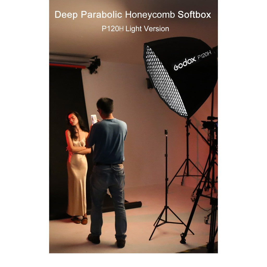 Ship 24 Hour Godox Portable P120H 120CM Deep Parabolic Honeycomb Grid Softbox Bowens Mount Studio